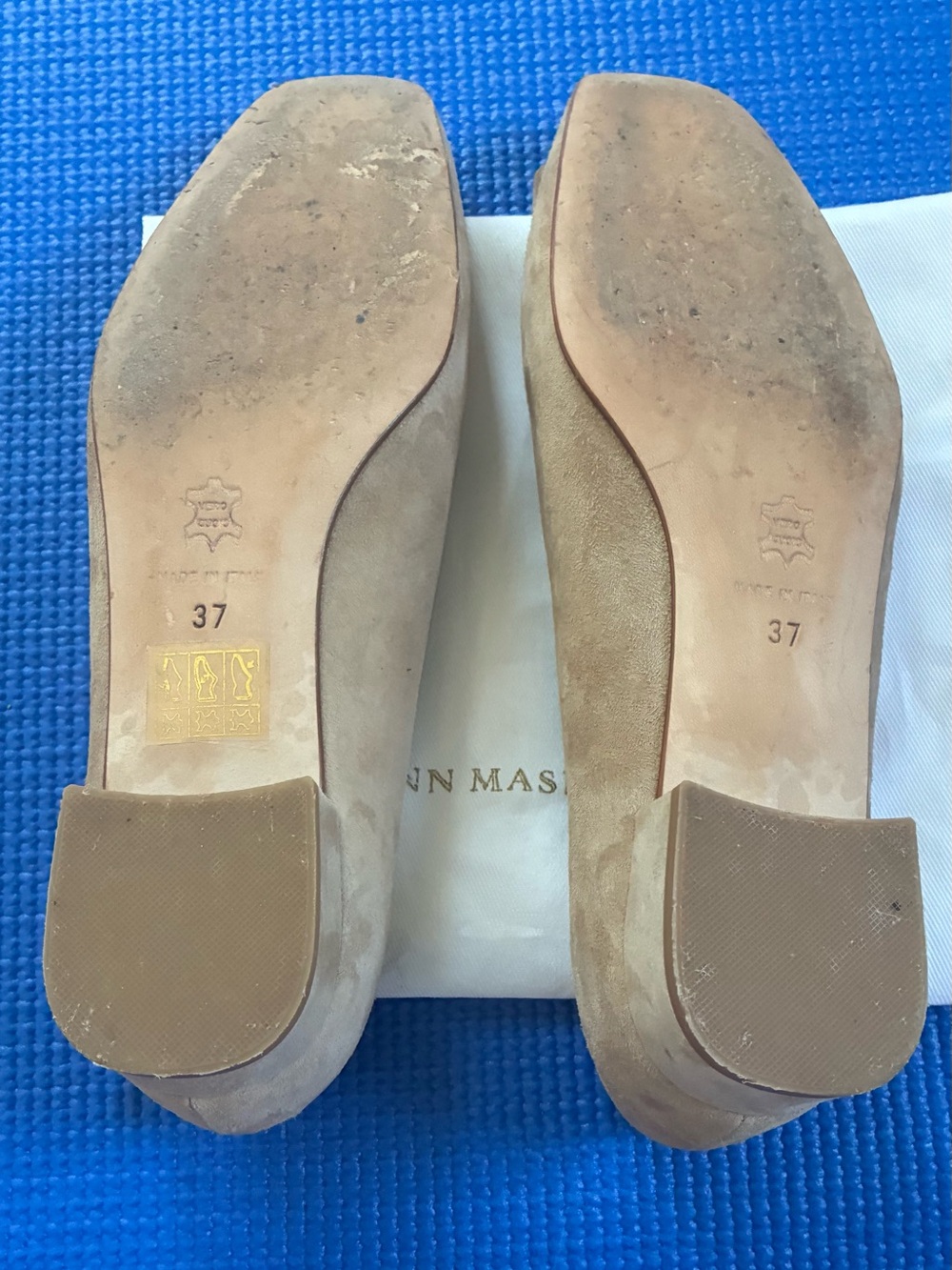 ANN MASHBURN Suede Square-Toe Flats in Camel - Picture 5 of 5